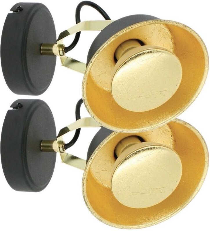 2 ridley schwarze Wandleuchten mit GU10-Glühbirne