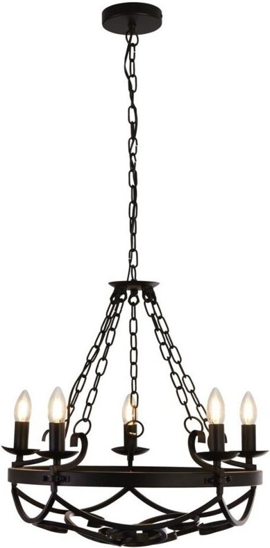Searchlight CARTWHEEL - 5 Light Cylindrical Candle Chain Deckenanhänger - Schwarz