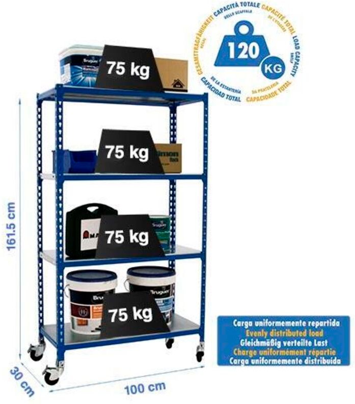 Simonrack Moderne blaue Metallregal 4 Regalböden