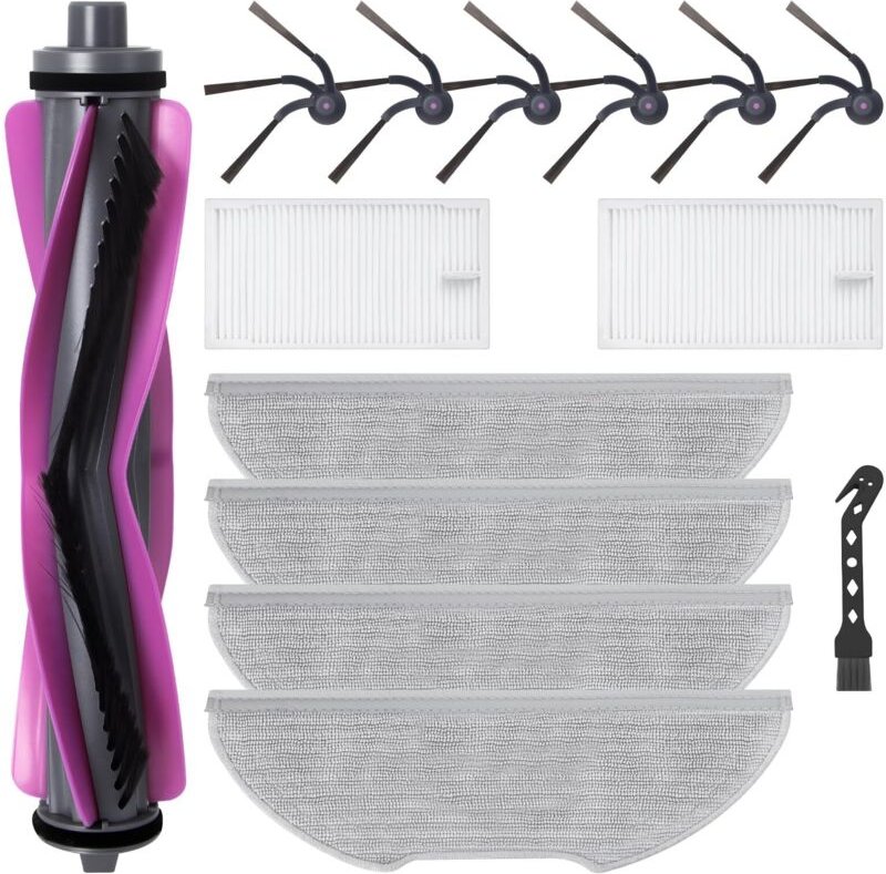 Zubehörset für EUREKA E20 Evo Plus Saugroboter: 1 Hauptbürste, 6 Seitenbürsten, 2 Filter, 4 Wischtücher, 1 Reinigungsbür...
