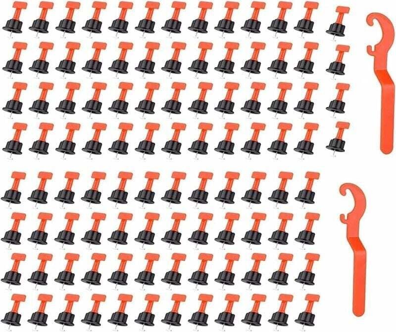 Wiederverwendbares Fliesennivellierungssystem, 100-teiliges Fliesennivellierungswerkzeug-Set, Heimwerkerwerkzeug für Wan...