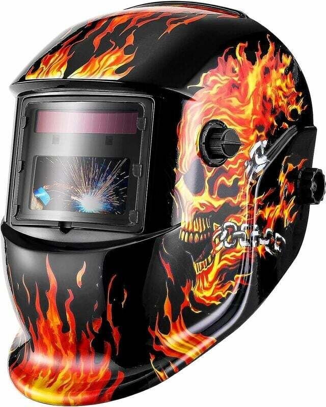 Dunkler Schweißhelm mit variablem Fokus und Totenkopf-Design mit automatischer Verdunkelung, LCD-Filter für ARC TIG MIG ...