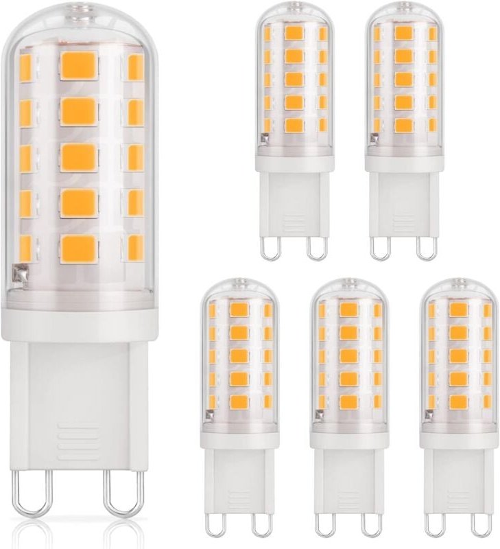 Aougo - 6 Stück G9 LED-Lampe 3 w, 430 lm, entspricht 40 w Halogen, warmweiß 3000 k, 220–240 v, cri 85, nicht dimmbar, en...