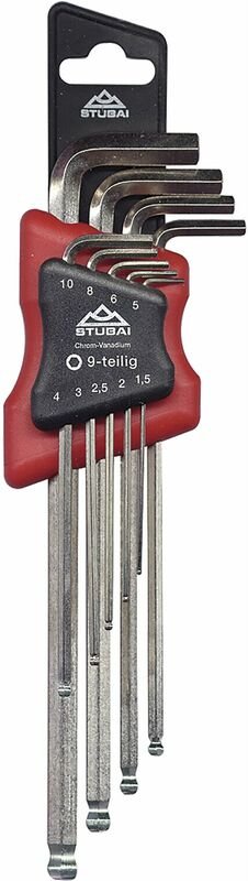 Sechskant Stiftschlüssel-Satz 2250 lang Kugelkopf 1.5-10 mm 9-teilig - Stubai
