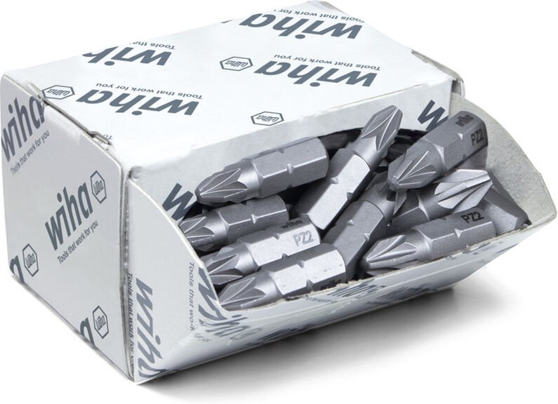 Bit Set Standard 25 mm Pozidriv (PZ2) 50-tlg. 1/4' C6,3 in Großpackung (08057) - Wiha