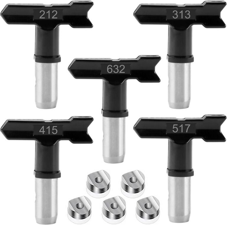 5-teilige Spitzen, umkehrbare Airless-Düsen für Farbspritzgeräte (211, 313, 415, 517, 623)