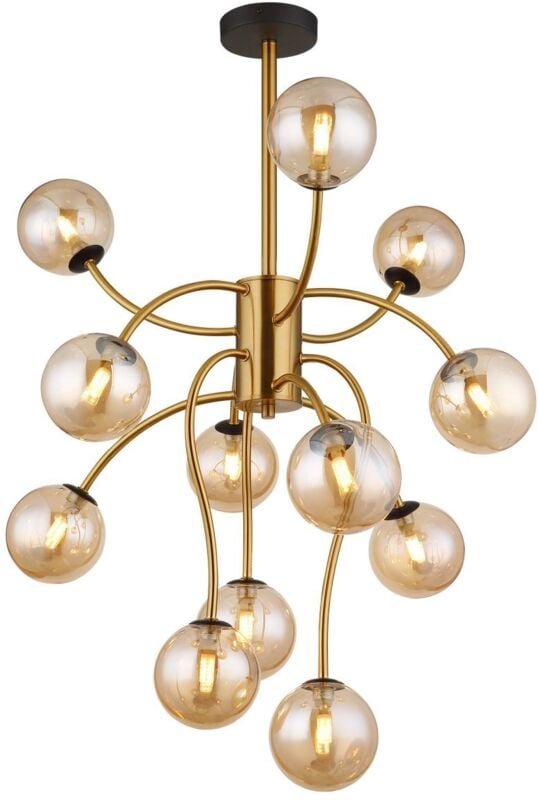 Globo Lighting - Deckenlampe Wohnzimmerleuchte Deckenleuchte gold led 12 Flammig amber h 93 cm