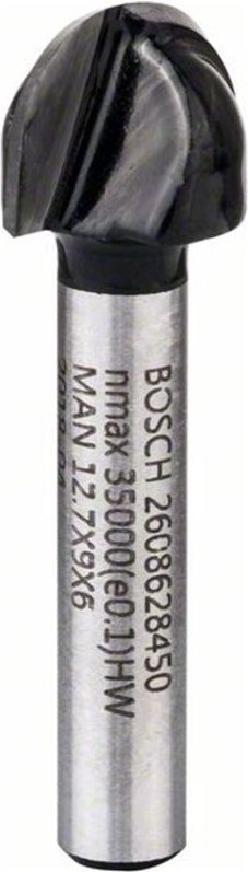 Bosch Hohlkehlfräser 6 mm, R1 6,3 mm, D 12,7 mm, L 9,2 mm, G 40 mm