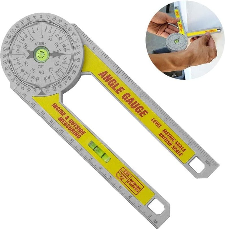 Thumbnail - ABS-Gehrungswinkelmesser, 2-in-1, tragbarer digitaler Winkelmesser, 0° bis 360°, rostfrei, technischer Gehrungswinkelmes...