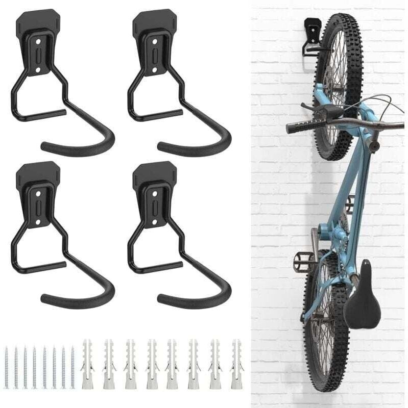 Thumbnail - AIMOONSA 4er-Pack Fahrradhaken, Kleiderbügelhalter aus Eisen, robuste L-förmige Aufbewahrungs-Wandhalterung, praktische ...