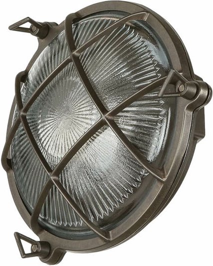 Außenwandlampe IP64 Schwarz E27 Glas Messing Ø 21 cm Maritim Außenlampe Wand Terrasse