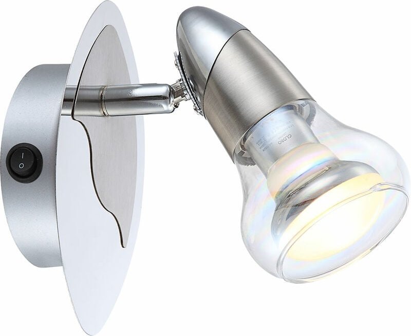 Wandleuchte schwenkbar Spotleuchte Glas Wandspot beweglich, Chrom Nickel matt, led 4W 250Lm warmweiß, BxH 9x14,8 cm