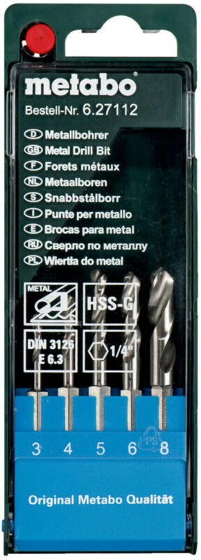 Metabo HSS-G-Bohrerkassette. 5-teilig E 6.3 (627112000)