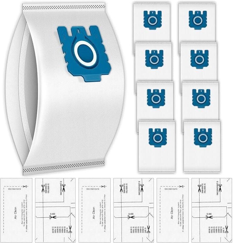 (12 Stück) Airclean Staubfilterbeutel, kompatibel mit Miele GN Staubsaugern der Serien C1, C2, C3, S227, S240, S270 und ...