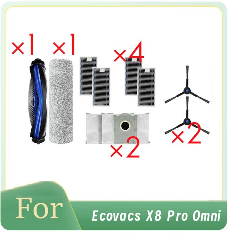 10 Stück für X8 Pro Omni Roboter-Staubsauger, Rollen-Seitenbürste