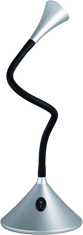 Thumbnail - Defibrico - Flexible 2in1 led Tischlampe & Wandlampe viper in Schwarz/Silber Schalter am Fuß