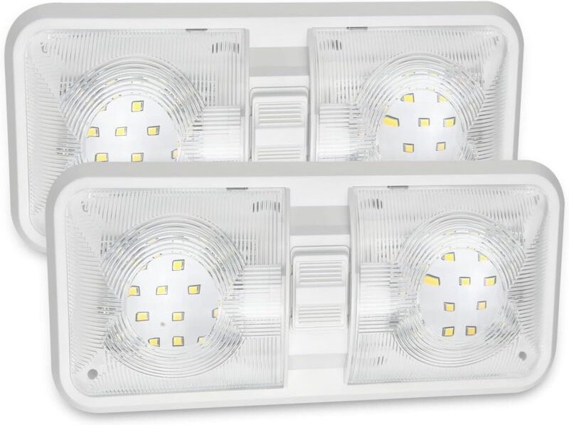 MERTTURM 12V LED-Deckenleuchte für Wohnmobile (Neutralweiß 4000-4500K), 48 LEDs, Innenraumleuchte mit Ein-/Ausschalter, ...
