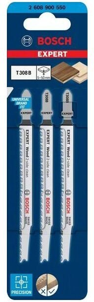 Accessories 2608900550 expert 'Wood 2-side clean' t 308 b Stichsägeblatt, 3 Stück 3 St. - Bosch