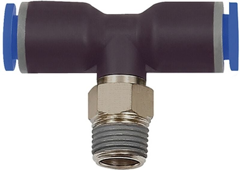 Riegler T-Steckverschraubung »Blaue Serie«, drehbar, r 1/2 außen ø 14 mm