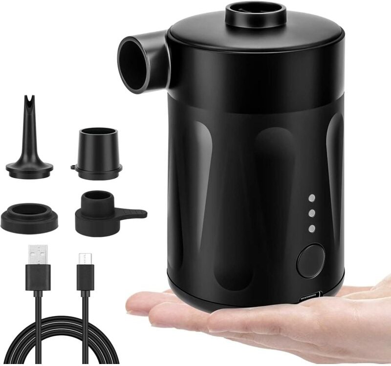 2-in-1 elektrische Pumpe zum Aufpumpen und Entlüften, tragbar, kabellos, per usb wiederaufladbar, Mini-Luftpumpe mit 5 D...