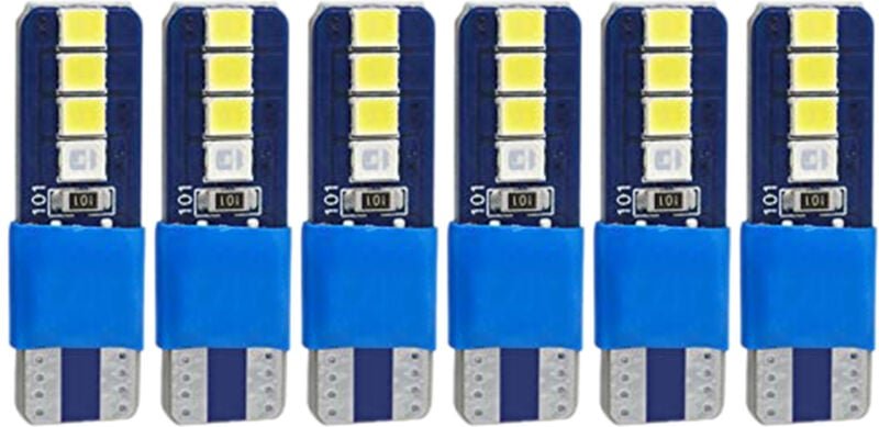 Tlily - Packung mit 6 Canbus W5W T10 8 smd 2835 Led Auto Breite Keil Lampe Tür Glühbirne Registrierung Blau Dc 12V