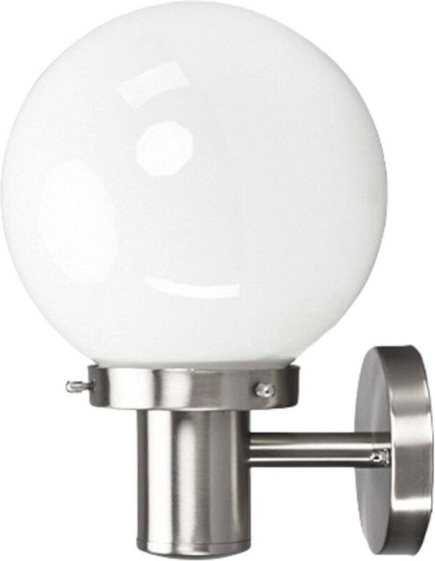 Lindby - Kugelförmige Außenwandleuchte Samuel, Edelstahl - edelstahl, opalweiß