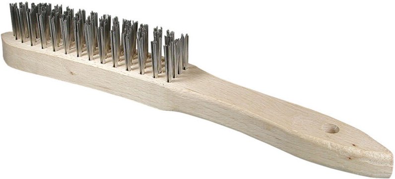 Handstielbürste 295/145, glatter rostfreier Stahldraht 0,30 mm T25 Holzkörper / 4 Reihen Werkstoff Nr. 1.4571 - Osborn