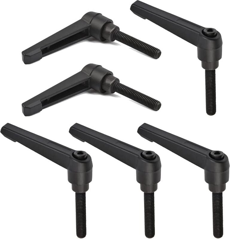 Thumbnail - 6 Stück M8 Klemmhebelgriff, M8 Edelstahl-Außengewindegriff, maschinenverstellbare Griffe, 32 mm (schwarz)