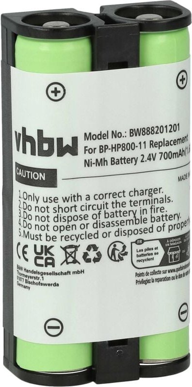 Vhbw - Akku kompatibel mit Sony MDR-RF995, MDR-RF995RK, WH-RF400 Wireless Headset Kopfhörer (700mAh, 2,4V, NiMH)