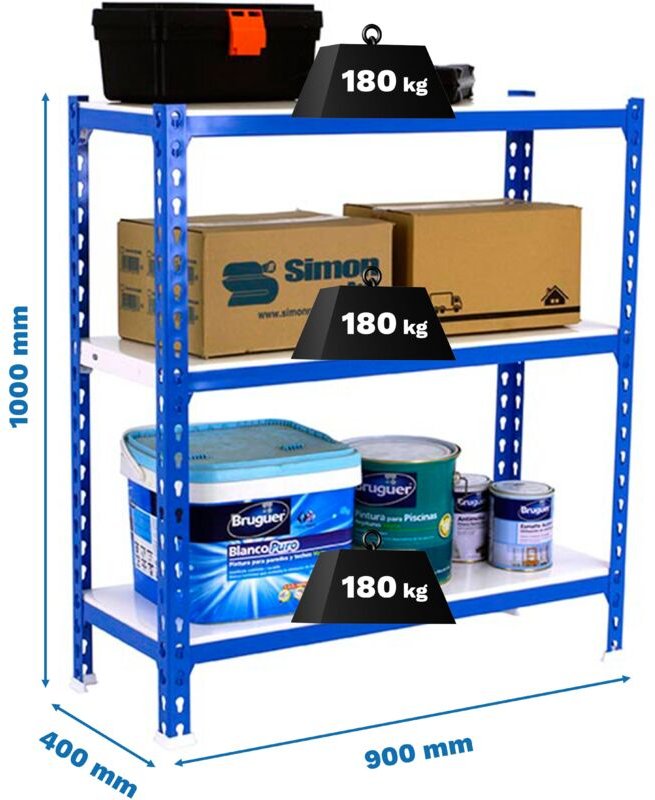 Simonrack SIMONCLICK 3/400 1000 Regalsystem blau/weiß