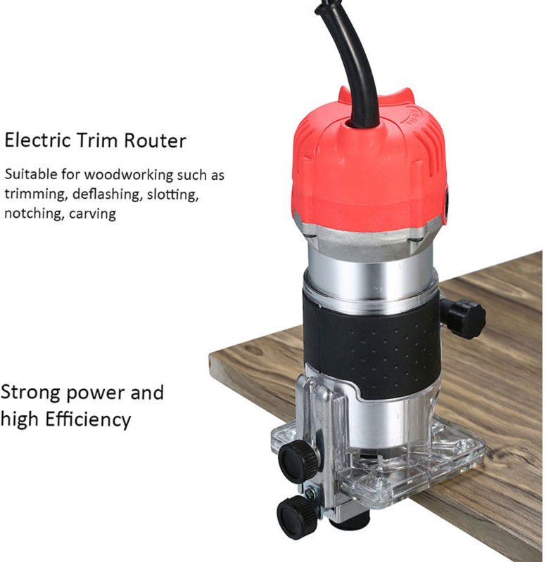 Holzfräse, Oberfräse, Laminierfräse, 6,35-mm-Handfräse, Holzbearbeitungswerkzeug, 30.000 U/min, 800 W, 220 V