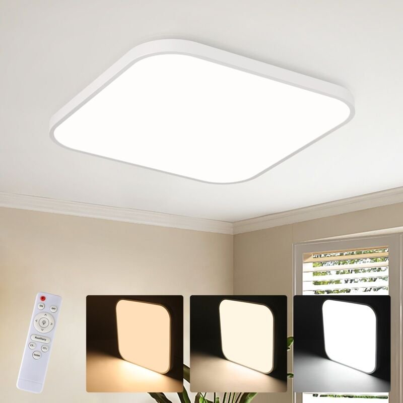 Thumbnail - LED Deckenleuchte Schlafzimmer -GBLY Deckenlampe Schlafzimmerlampe Flach 27cm Küchenlampe Dimmbar mit Fernbedienung Bade...