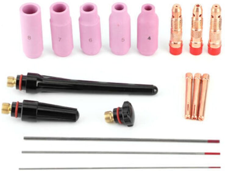 WIG-Schweißdüse, Kontaktspitze mit Wolframdraht für 17/18/26-mm-Brenner, 17 Stück