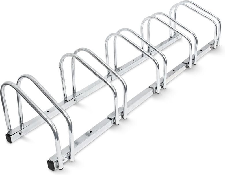 2 x 5er Fahrradständer im Set, Mehrfachständer für je 5 Fahrräder, zur Boden- und Wandmontage, hbt 26 x 130 x 32 cm, sil...