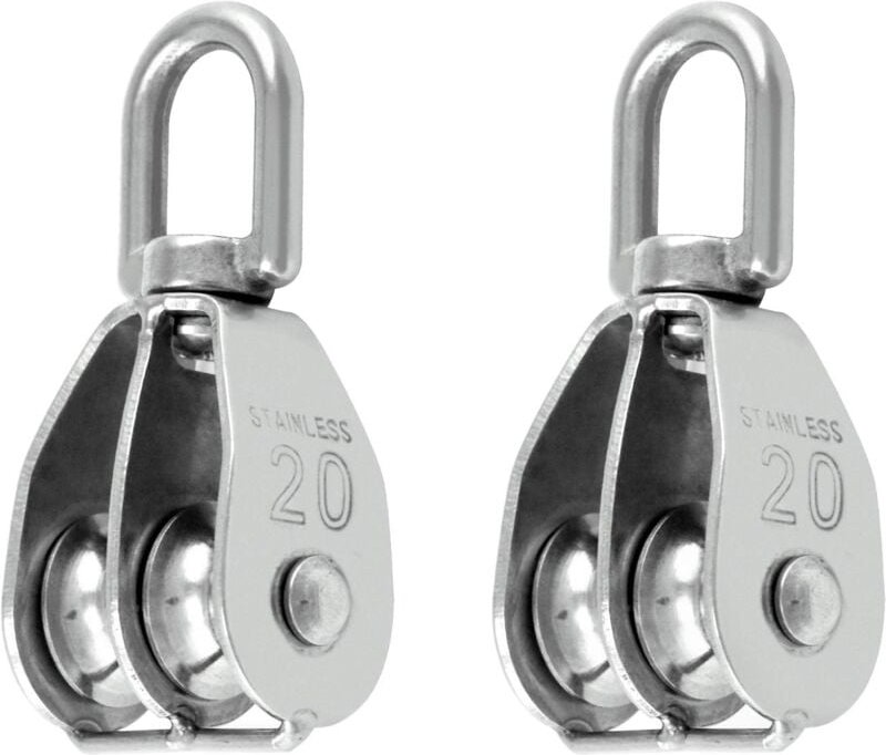 2PCS M20 Double Pulley Block 304 Stainless Steel Swivel Double Lifting Pulley npterbl