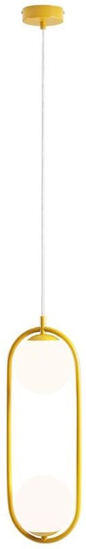 Hängeleuchte Metall Glas h: max. 200 cm Gelb Weiß E14 2-flammig Kugel Schirm Modern Pendelleuchte