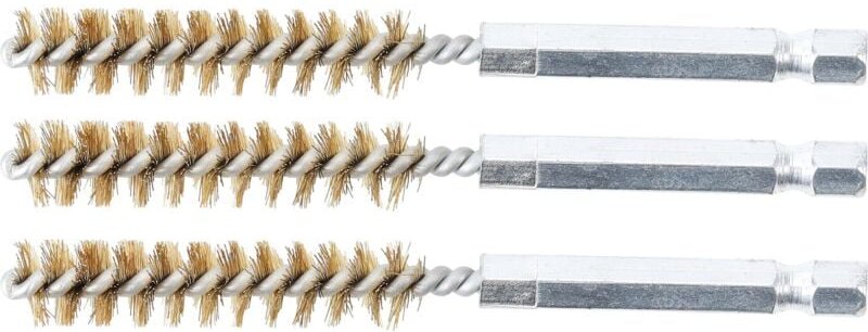 Messingbürste 10 mm Antrieb Außensechskant 6,3 mm (1/4') 3-tlg.