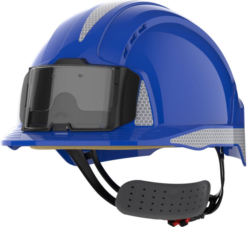 Belüfteter Sicherheitshelm mit Badge-Halter EVOLite - CR2 Grau Blau