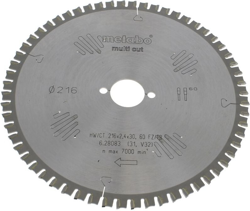 Kreissägeblatt 216x30 60 Zähne für Metabo Gehrungssäge