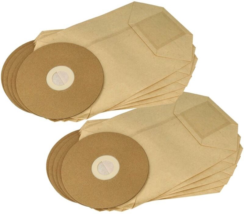 vhbw 10x Staubbeutel kompatibel mit Fimap FV 9+ Eco Energy, FV9+ Staubsauger - Papier / Pappe, 22cm x 19cm braun