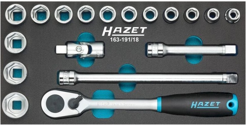 FP - Hazet Steckschlüssel Satz, Vierkant hohl 12,5 mm (1/2), Außen-Sechskant-Tractionsprofil, Anzahl Werkzeuge: 18, Art....