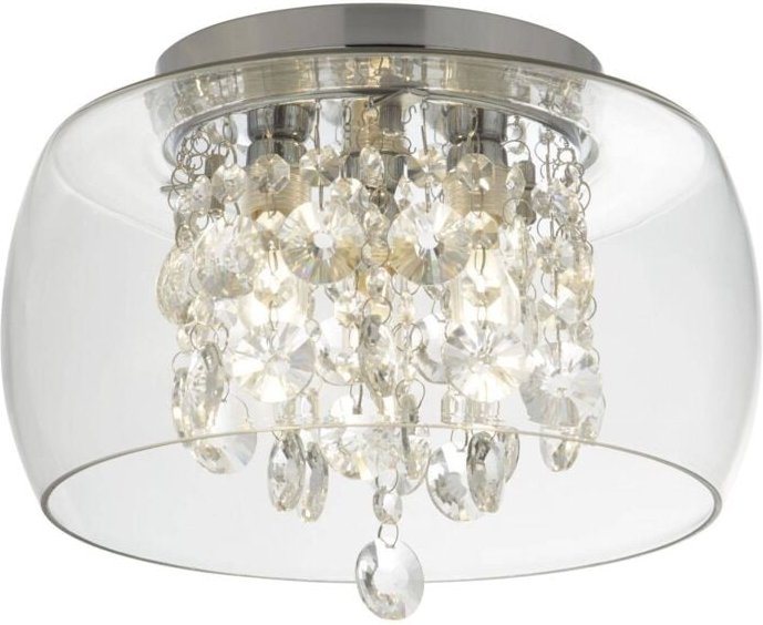 Searchlight - Bathroom - 3 Licht Badezimmer Flush Deckenleuchte Chrom, Kristall IP44, G9