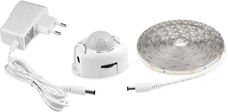 LED-Lichtstreifen mit Bewegungsmelder, selbstklebender flexibler LED-Streifen, wasserdicht IP65 mit 12-V-Stromversorgung...
