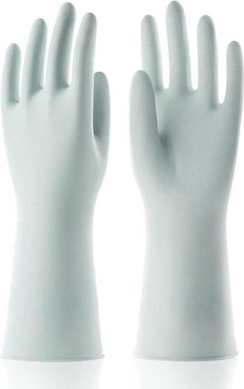 Mintgrüne Nitrilhandschuhe, Größe S (9,7 cm), rutschfest, wasserdicht, wiederverwendbar, für Küche und Bad, 1 Paar