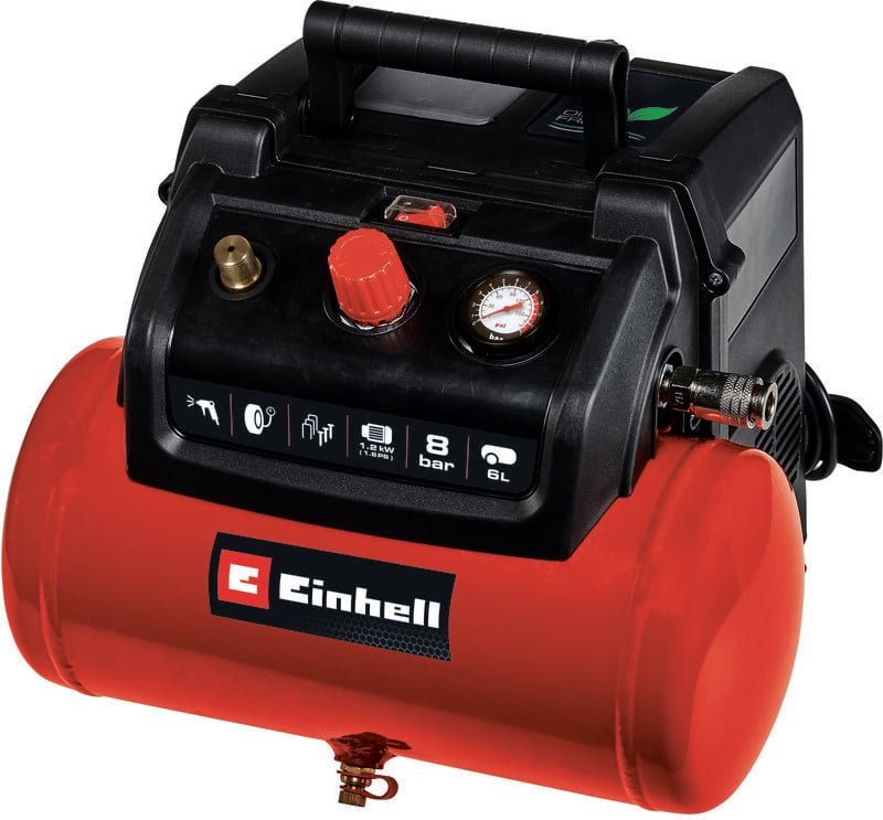 Einhell - Kompressor tc-ac 190/6/8 of Set (1200 w., max. 8 bar, 6 l-Tank, 190 l/min Ansaugleistung, Motordrehzahl 18000 ...