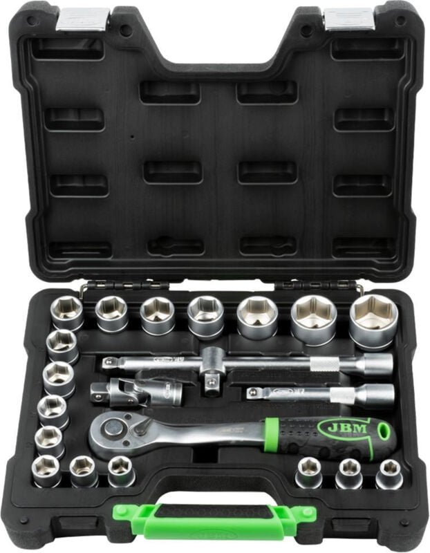JBM54108 22-teiliger Werkzeugkoffer mit verzinkten 1/2"-Sechskanteinsätzen