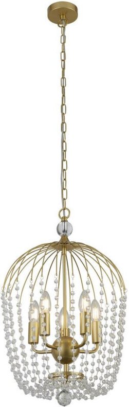 Shower 5-Licht-Anhänger, Gold-Finish, Metall, klarer Kristall - Searchlight