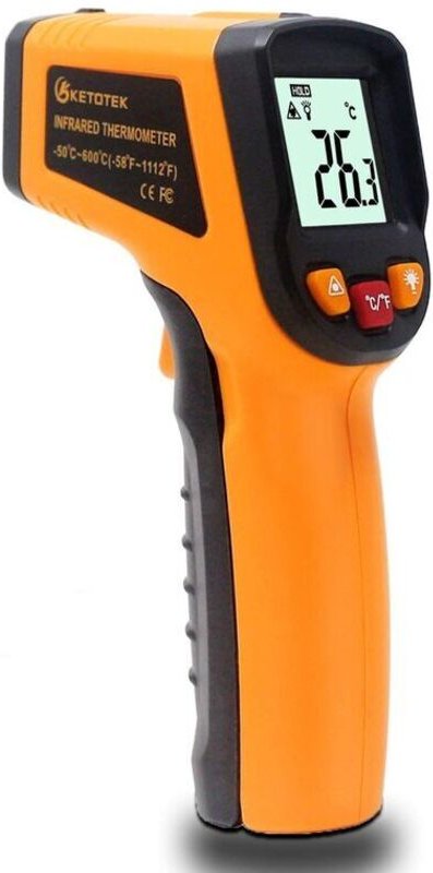 Laser-Infrarot-Thermometerpistole, digitales Thermometer -50-600°C, Laserpunkt, lebensmittelecht, professioneller Schrei...