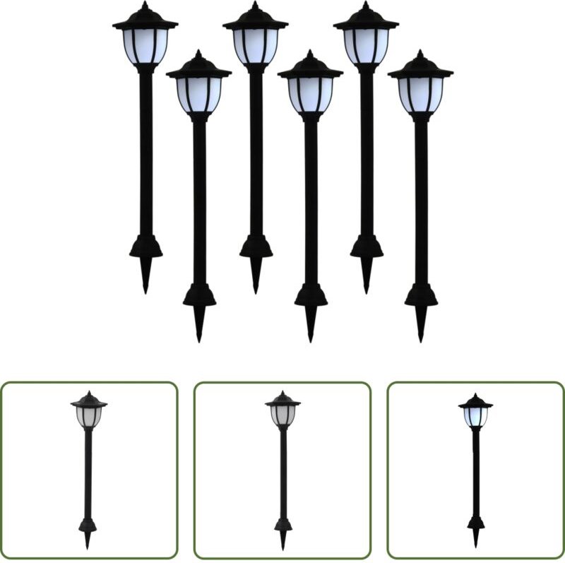 vidaXL Gartenbeleuchtung - Solar-Außenleuchten 6 Stk. LED Schwarz