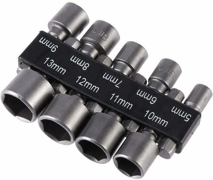 Ymyny - 9-teiliges 5–13 mm Imperial-Steckschlüssel-Bohrer-Set mit Schlagmutter für 1/4-Zoll-Sechskantschaft-Bohrer